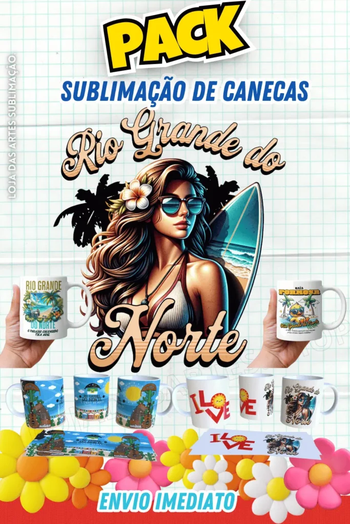 pacote de artes para sublimação de caneca turisticas do Rio Grande do Norte - 01