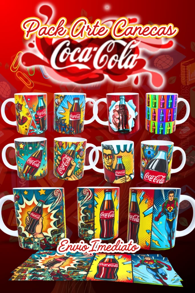 PACK SUBLIMAÇÃO DE CANECAS - COCA COLA POP ART