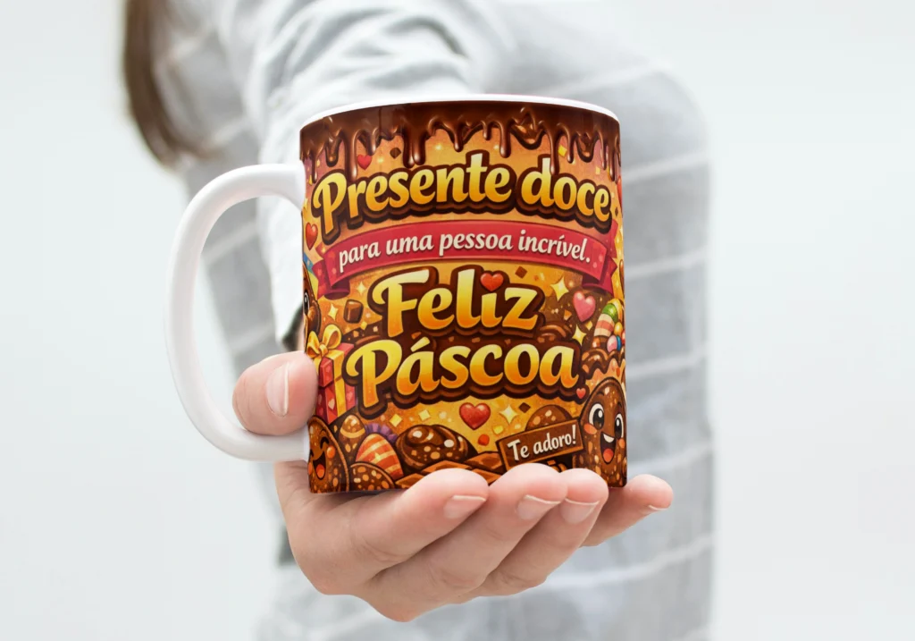 artes grátis para sublimação de canecas tema pascoa frase