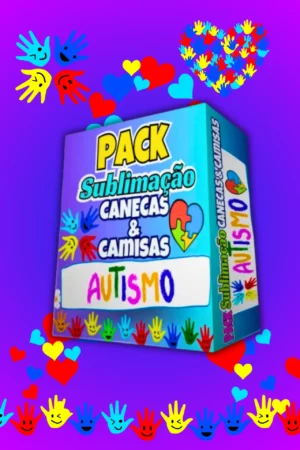 super pack de artes para sublimação de canecas com o tema autismo