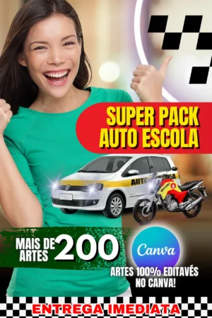 pacote de artes prontas para promoção de auto escolas nas redes sociais