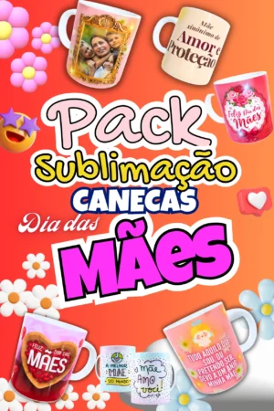 pacote de artes para sublimação de canecas dia das mães