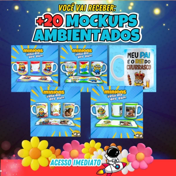 PACK DIA DOS PAIS MINIONS 2024 - SUBLIMAÇÃO DE CANECAS