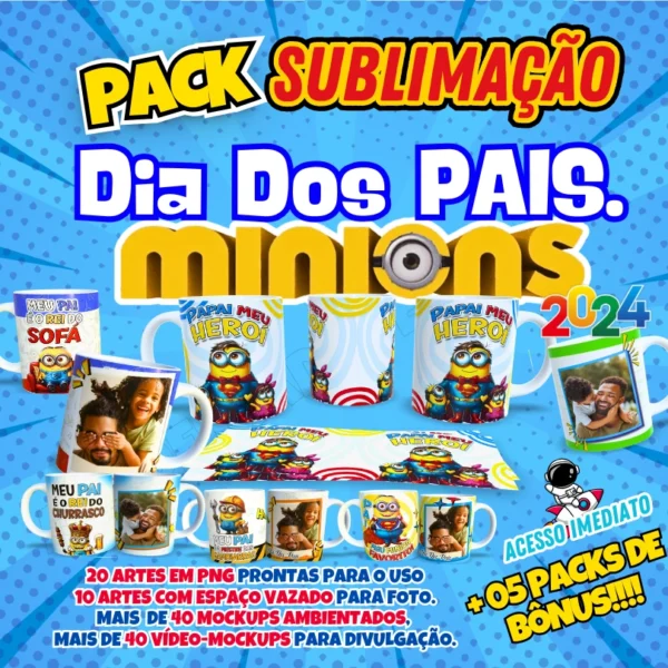 PACK DIA DOS PAIS MINIONS 2024 - SUBLIMAÇÃO DE CANECAS