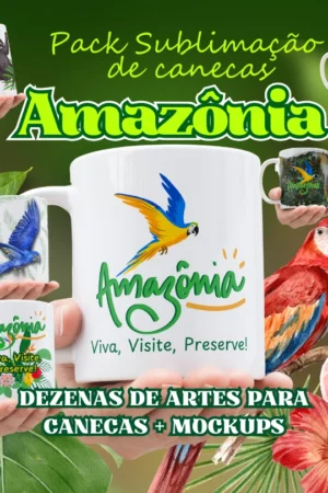 artes para sublimação de canecas tem amazônia