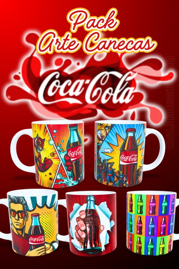 PACK SUBLIMAÇÃO DE CANECAS - COCA COLA POP ART