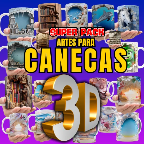 PACK SUBLIMAÇÃO DE CANECAS ARTES EM 3D - LANÇAMENTO 2025 - Image 7