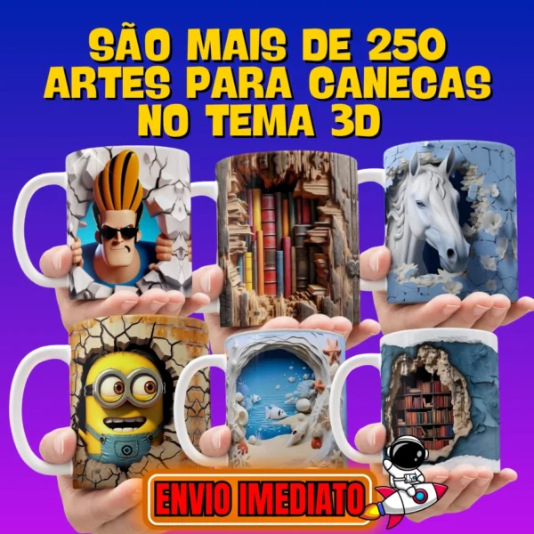 PACK SUBLIMAÇÃO DE CANECAS ARTES EM 3D - LANÇAMENTO 2025 - Image 5