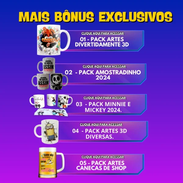 PACK SUBLIMAÇÃO DE CANECAS ARTES EM 3D - LANÇAMENTO 2025 - Image 4