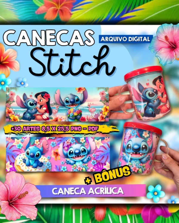 PACK ARTE PARA CANECAS DE ACRÍLICO DO STITCH + BÔNUS - Image 4
