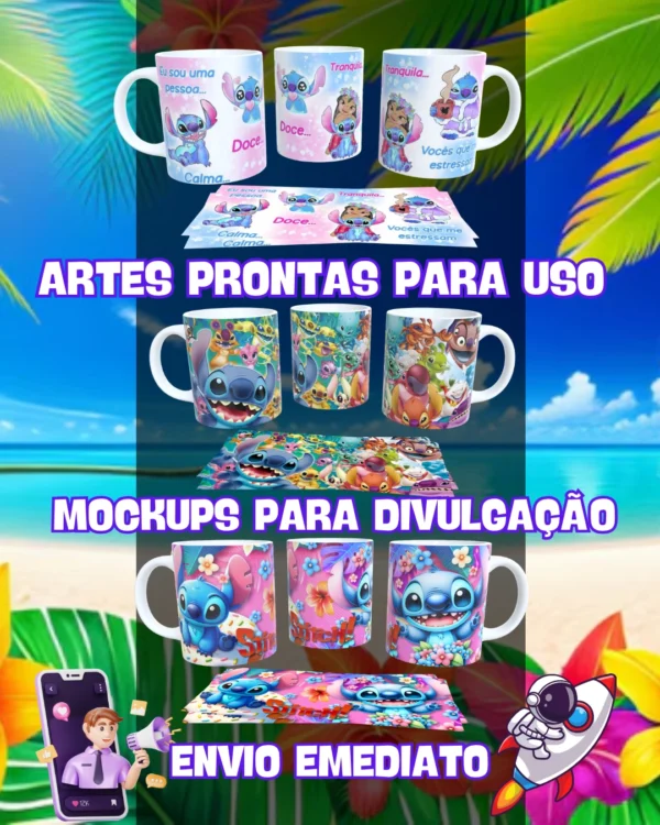 PACK ARTE PARA CANECAS DE ACRÍLICO DO STITCH + BÔNUS - Image 2