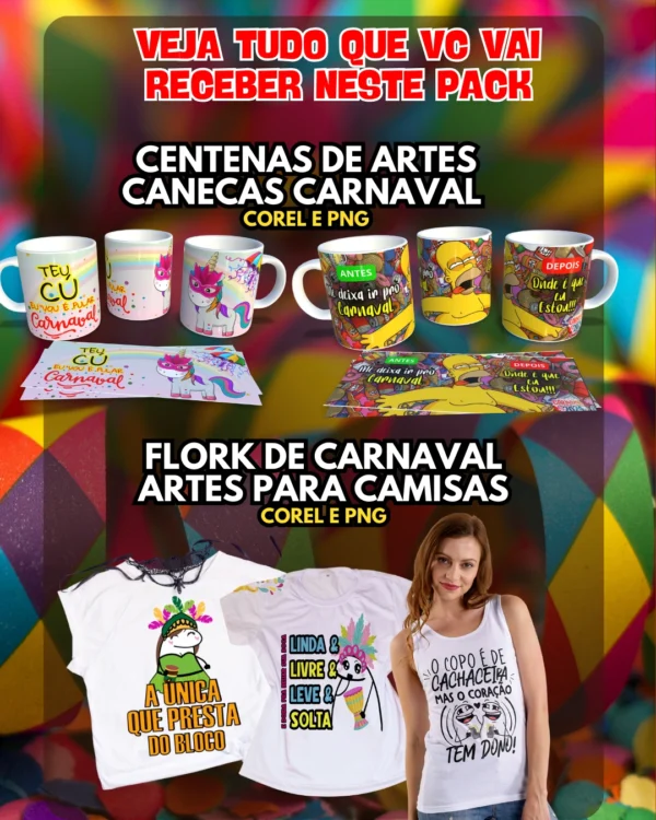 PACK SUBLIMAÇÃO DE CARNAVAL - CANECAS - CAMISAS E ABADÁS - Image 3