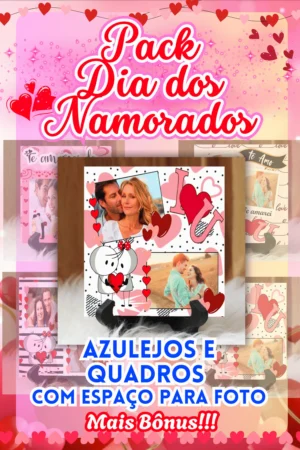 PACK DIA DOS NAMORADOS AZULEJOS E QUADORS COM ESPAÇO PARA FOTO