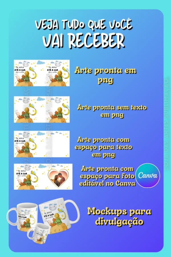 ARTE PEQUENO PRINCÍPE TE AMO ATÉ A LUA...