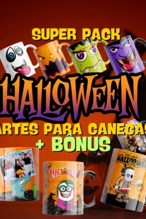 pack artes canecas halloween mais bônus