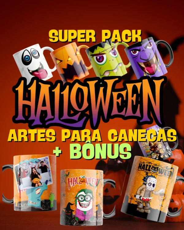 pack artes canecas halloween mais bônus