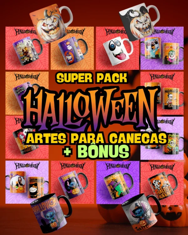 pack artes canecas tema halloween