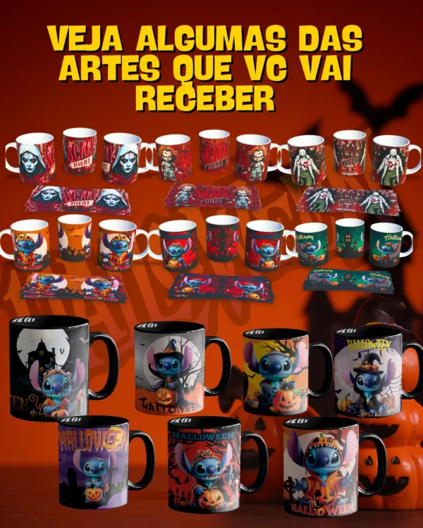 PACK ARTES PARA CANECAS HALLOWEEN + BÔNUS ARTES PARA CAMISAS - Imagem 5