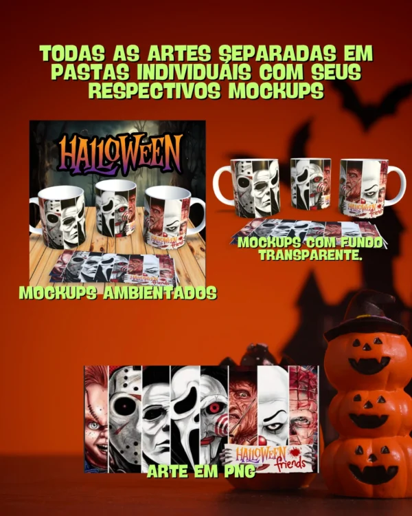 PACK ARTES PARA CANECAS HALLOWEEN + BÔNUS ARTES PARA CAMISAS - Imagem 8