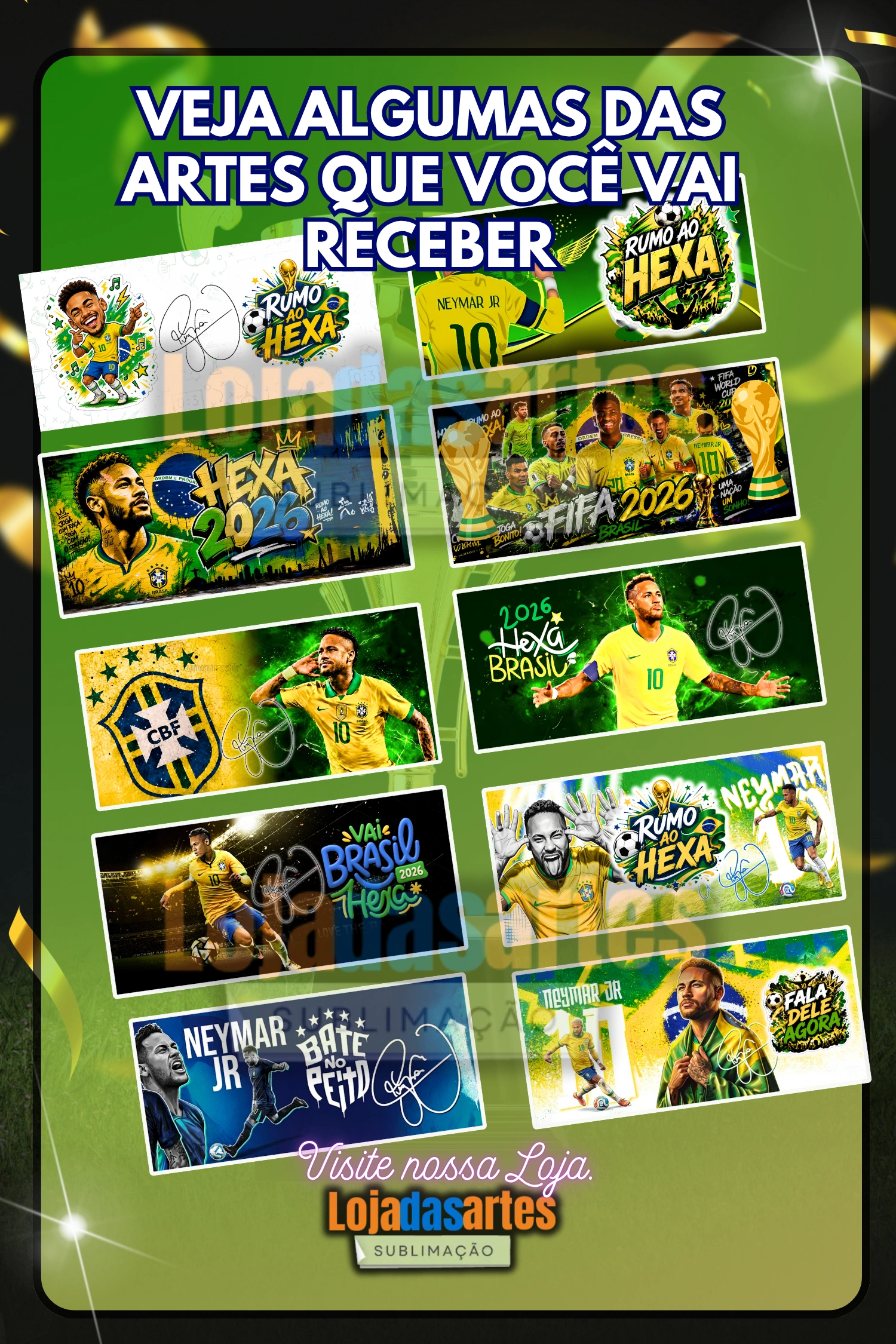 PACK ARTES COPA DO MUNDO NEYMAR 2026 - DTF - SUBLIMAÇÃO - SILK - Imagem 4