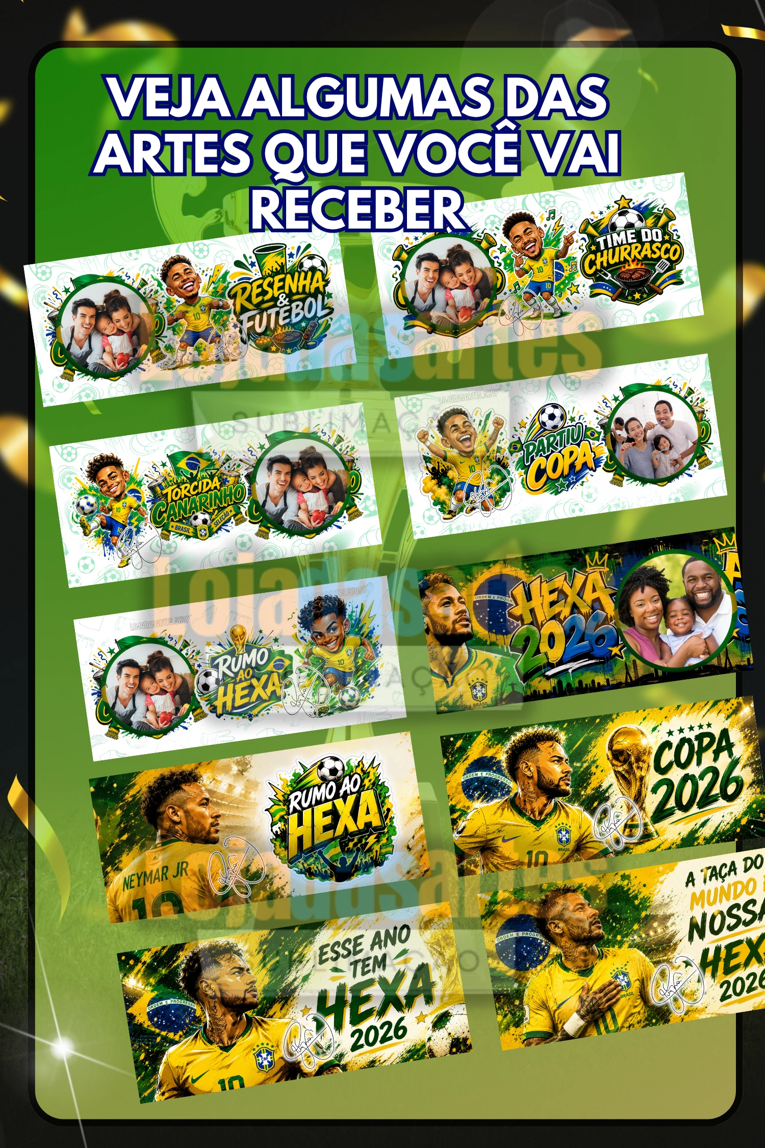 PACK ARTES COPA DO MUNDO NEYMAR 2026 - DTF - SUBLIMAÇÃO - SILK - Imagem 6