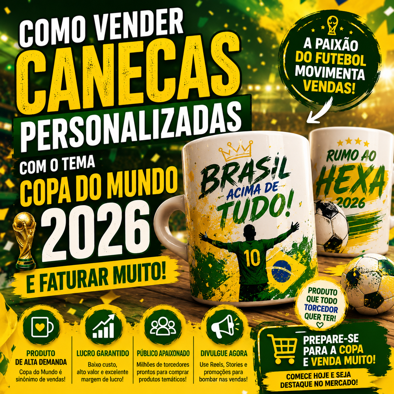 Como Vender Canecas Personalizadas da Copa do Mundo 2026